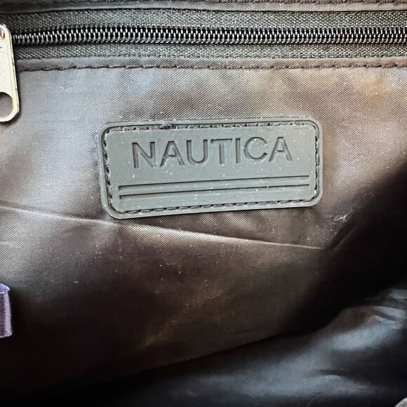 NWT Nautica Jacquard Logo Sport Striped Black & White Backpack Size Medium - Picture 15 of 17